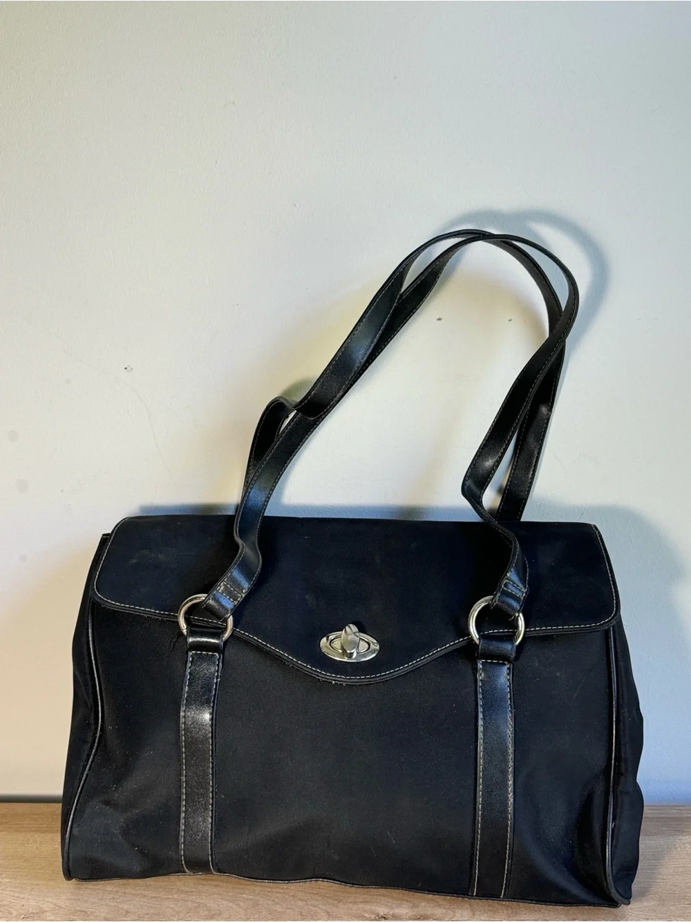 Men's Black Duffel Bag with Turn-Lock Closure